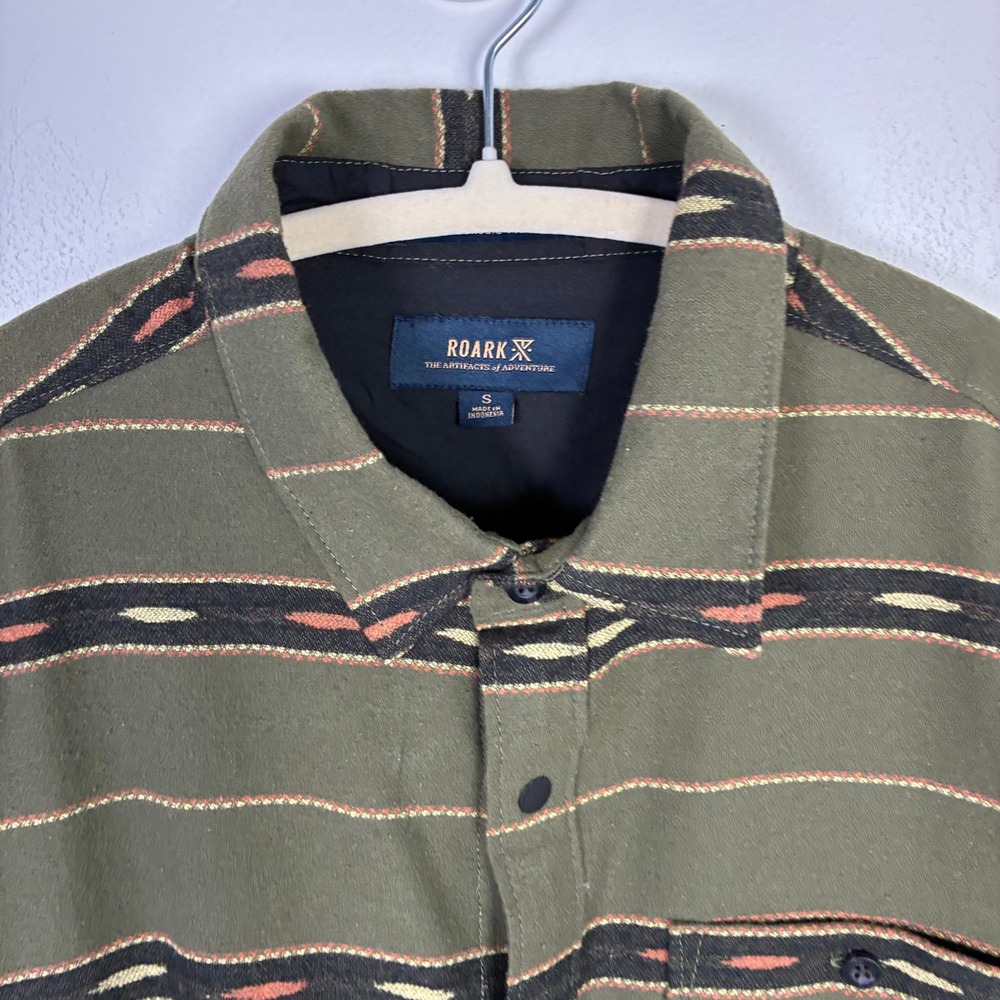 Roark Nordsman Light Flannel Snap Shirt Men's S Antico Military Green‎ Aztec - Picture 3 of 8